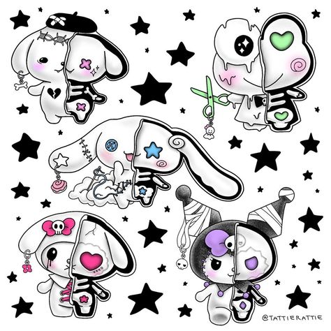 ✨ char ✨ on Instagram: “SANRIO FLASH PART 1!! lemme know what other characters yall wanna see!! come get these tatted! im only doing them once unless you want a…” Drawing Ideas Sanrio, Sanrio Tattoos, Kpop Tattoo, Goth Tattoo, Hello Kitty Tattoos, Kawaii Tattoo, Flash Sheet, Tattoo Flash Sheet, Cute Little Tattoos