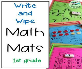 Math Mats for First Grade | First Grade Centers and More | Bloglovin’ Math Centers First Grade, 1st Grade Math Centers, Centers First Grade, First Grade Centers, Math 1st Grade, Math Mats, First Grade Lessons, 1st Grade Activities, Teaching Organization