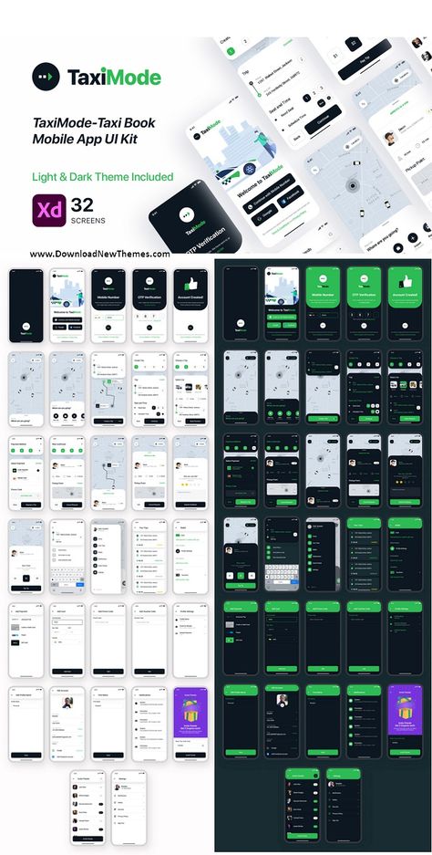 Download Taxi Booking App XD template UI Kit Taxi Booking App, Taxi App, Mobile App Design Inspiration, Booking App, Open Board, App Design Inspiration, Dark Mode, Mobile App Ui, Pixel Perfect