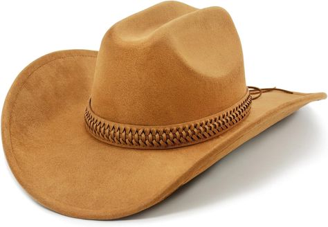 FLUFFY SENSE. Cowboy Hat for Women and Men with Shapeable Wide Brim - Felt Cowboy Hat Cattleman Western Hats for Cowboys and Cowgirls (as1, Alpha, m, l, Caramel Brown) at Amazon Men’s Clothing store Light Brown Cowboy Hat, Brown Cowboy Hat, Felt Cowboy Hat, Felt Cowboy Hats, Western Hats, Caramel Brown, Hat For Women, Cowboy And Cowgirl, Cowboy Hat