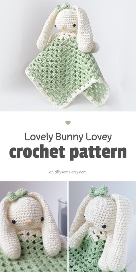 Bunny Lovey Pattern, Crochet Lovey Free Pattern, Crochet Security Blanket, Bunny Lovey, Crochet Nursery, Lovey Pattern, Crochet Lovey, Crochet Terms, Crochet Bunny Pattern