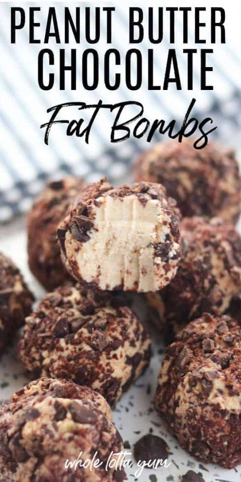 No Bake Chocolate Peanut Butter Fat Bombs Keto Sweet Snacks, Whole Lotta Yum, Diet Salad, Keto Salad, Cream Cheese Desserts, Keto Cream, Fat Bomb Recipe, Diet Breakfast Recipes, Keto Dessert Easy