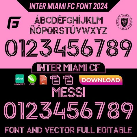 Inter Miami font jersey 2024 VECTOR pdf, ttf, cdr, svg Miami Font, Font Jersey, Inter Miami, Digital Paper, Miami, Art Collection, Cricut, Digital Prints, United States