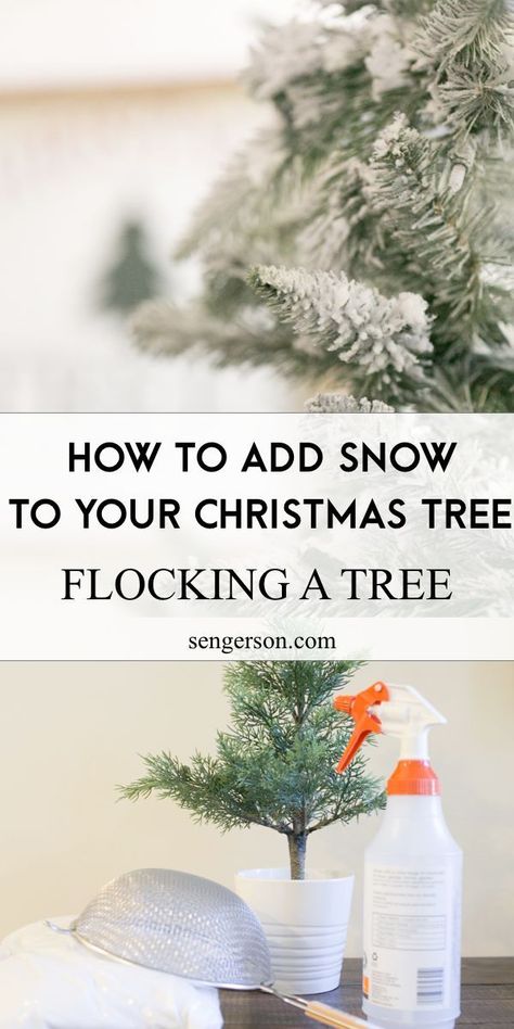 Learn how to easily add snow to your artificial Christmas tree!  diy flocking powder for christmas tree | snow flock | flocking spray | snow spray | diy flocked christmas tree | how to flock  | diy flocked christmas tree | how to flock a christmas tree | how to flock a christmas tree easy | add snow to artificial tree | spray snow on christmas tree | fake snow on tree | artificial snow on artificial tree | fake snow flocking | how to flock artificial christmas tree #christmastree #flocking Artificial Snow Diy, Diy Flocking, Tree Flocking, Artifical Christmas Tree, Spray Snow, Flocking Powder, Snow Spray, Fake Christmas Trees, Frosted Tree