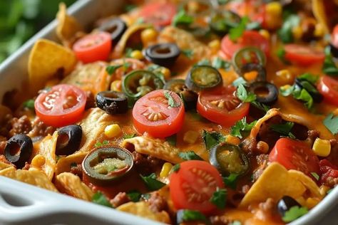 Beef Nacho Casserole Beef Nacho Casserole, Nacho Casserole Recipe, Nacho Casserole, Nachos Beef, Casserole Recipe, Mexican Food, Nachos, Casserole Recipes, Mexican Food Recipes