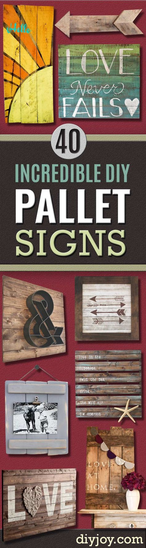 DIY Pallet sign Ideas - Cool Homemade Wall Art Ideas and Pallet Signs for Bedroom, Living Room, Patio and Porch. Creative Rustic Decor Ideas on A Budget Pallet Sign Ideas, Diy Pallet Signs, Homemade Wall Art, Pallet Signs Diy, Deco Champetre, Diy Projektit, Wall Art Ideas, Pallet Creations, Homemade Decor