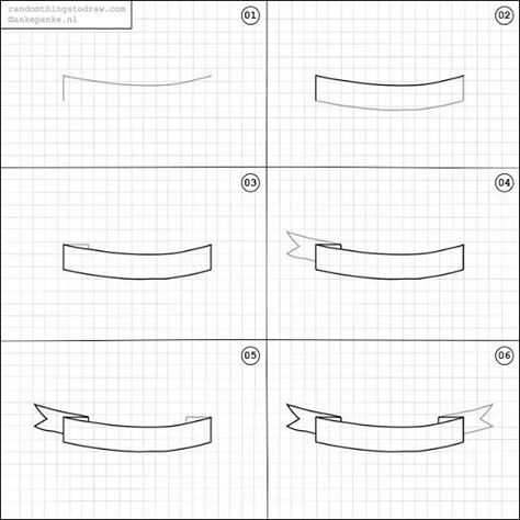 How to draw a banner. Easy Banner Drawing, Step By Step Banner Drawing, Doodle Art Sketches, Doodle Banners How To Draw, Draw A Banner, Banners For Bullet Journal, Random Things To Draw, Doodles Notes, Banner Drawing