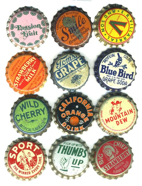 Beer Cap Design, Bottle Caps Collection, Bottle Cap Aesthetic, Vintage Design Inspiration, Bottle Caps Aesthetic, Vintage Bottle Caps, Bottle Cap Illustration, Bottle Cap Badges, Bottle Cap Pins Aesthetic