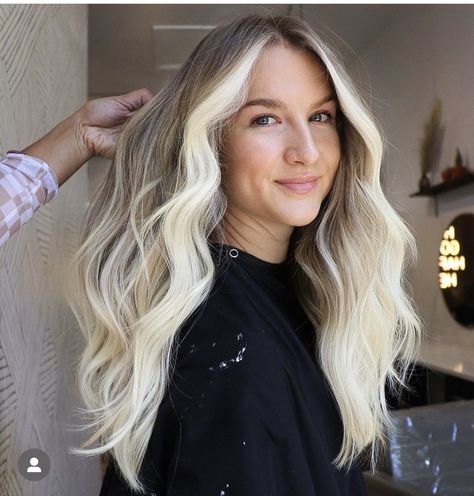 Blonde Balayage With Bold Money Piece, Thick Blonde Face Framing Highlights, Rooted Balayage With Bright Face Framing, Blonde Thick Money Piece Hair, Blonde Hair With Thick Money Piece, Thick Money Piece Hair Blonde, Dark Money Piece, Dark Money Piece Hair, Heavy Money Piece Hair