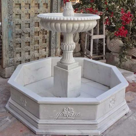 Balcony Pond, Marble Fountain, Water Fountain Design, Indoor Balcony, Marble Carving, 2024 Inspiration, Indoor Water Fountains, Fountain Design, Yellow Marble