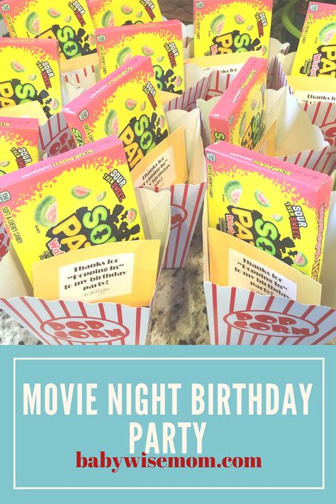 Movie Theme Party Favors, Teen Movie Night Birthday Party Ideas, Diy Movie Theater Party, Birthday Party Ideas Movie Night, Movie Birthday Party Ideas For Kids, Movie Night Birthday Party For Kids, Movie Night Birthday Cake, Movie Party Ideas For Kids, Movie Theater Birthday Party Ideas