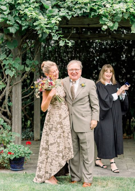 A Romantic Nantucket Elopement - PureWow Nantucket Elopement, Older Couple Wedding, Second Chance At Love, Traditional Engagement, Never Getting Married, Laid Back Wedding, Mother Dresses, Simple Lace, Commitment Ceremony