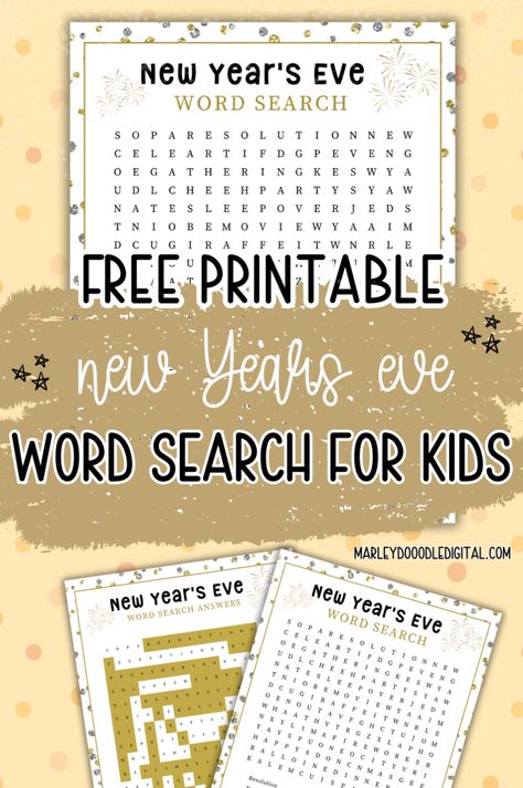 Ring in the New Year with this free printable word search! Ideal for kids, classrooms, or family fun, this activity combines education with holiday cheer. Includes an answer key for convenience. Great for parties, New Year’s Eve activities, or quiet time at home. Download your free word search printable today and start the year with a fun and engaging activity! New Years Learning Activities, New Years Kids Sunday School Lesson, New Years Kids Printables, New Years Sunday School Lesson For Kids Free Printable, New Year Homeschool Activities, New Years Resolutions For Kids Classroom, New Years Questions For Kids, Free New Years Eve Printables, New Year’s Eve Free Printables