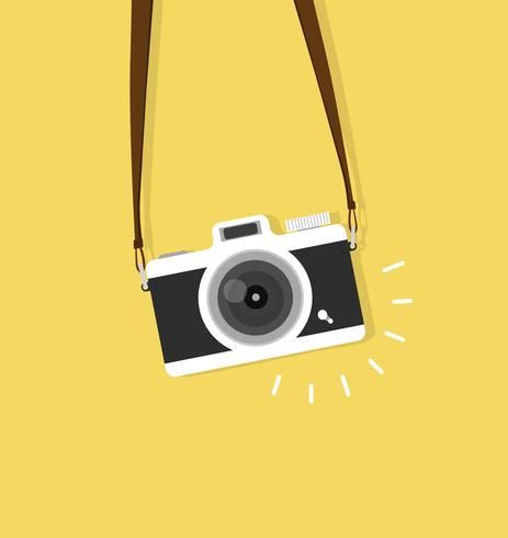 hanging vintage camera vector flat style Best Photography Logo, Camera Clip Art, Camera Vector, Food Illustration Design, Camera Illustration, Camera Cartoon, Simple Camera, Camera Drawing, Illustration Simple