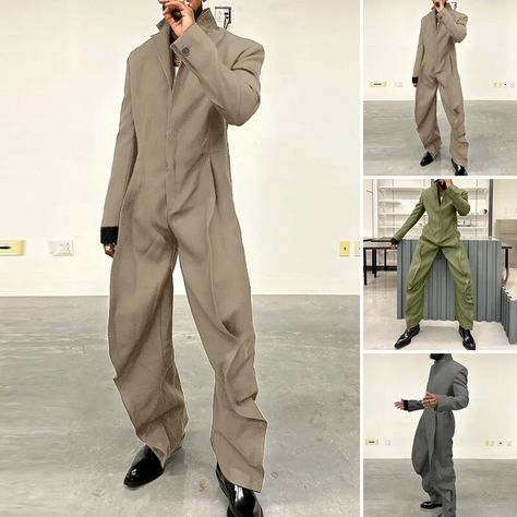 Men’s Casual, Jumpsuits For Men, Men Jumpsuits, Long Sleeve Jumpsuits, Work Jumpsuit, Oversized Jumpsuit, Men Jumpsuit, Y2k Men, Style Basics