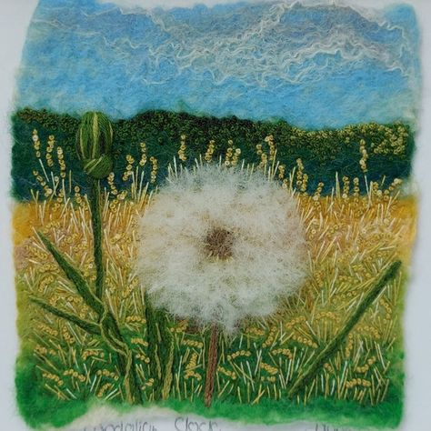 DianaDickinsonArt - Etsy UK Felted Dandelion, Fluffy Dandelion, Amanda Richardson, Wall Textile, Golden Meadow, British Landscape, Dandelion Clock, White Shadow, Centre Stage