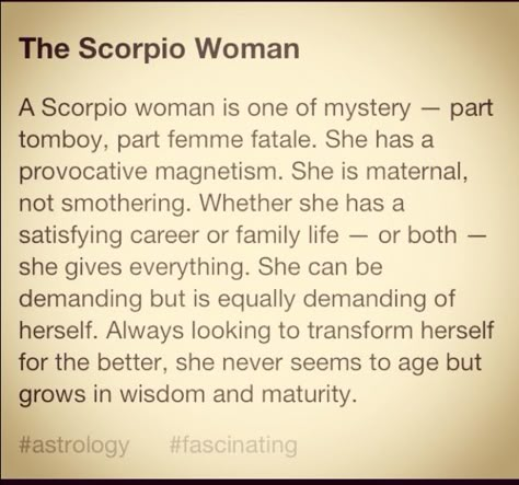 The Scorpio Woman-well... Not to toot my own horn, but this is beyond accurate. Love this!!!! Scorpio Things, Scorpion Facts, Libra Scorpio Cusp, About Scorpio, All About Scorpio, Astrology Scorpio, Scorpio Women, Scorpio Traits, The Scorpions