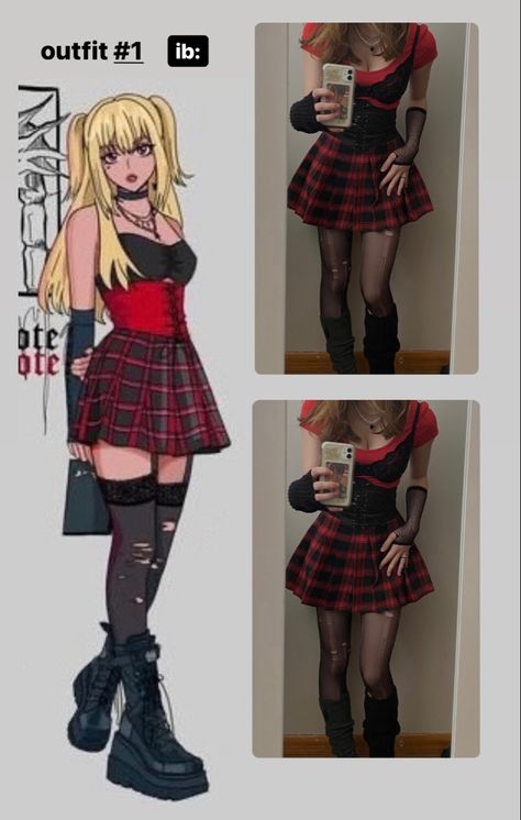 Misa Deathnote Outfits, Misa Misa Inspired Outfit, Misa Amane Outfit Ideas, Misa Amane Style Outfits, Misa Amane Halloween Costume, Misa Misa Cosplay, Misa Amane Clothes, Miss Amane Outfits, Misa Halloween Costume