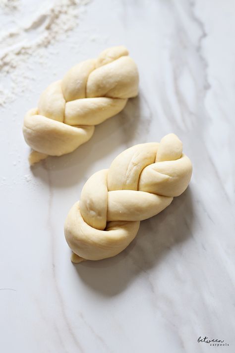 How to Braid a One-Strand Challah Roll | Between Carpools Bread Decoration, Winter Baking Recipes, Challah Rolls, How To Make Braids, Winter Baking, Bread And Pastry, Ladies Tea, Braided Bread, How To Braid