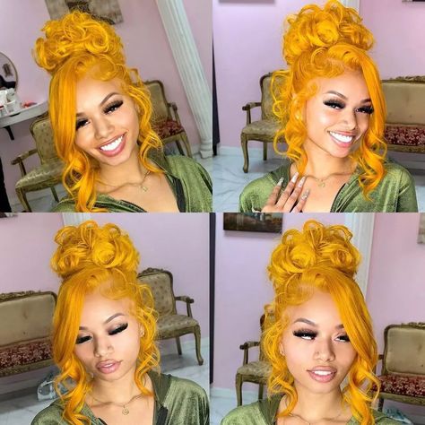 Yellow Frontal Wig, Best Human Hair Wigs, Ombre Wigs, Custom Wigs, Yellow Hair, Body Wave Wig, Wigs Online, Straight Human Hair, Orange Hair