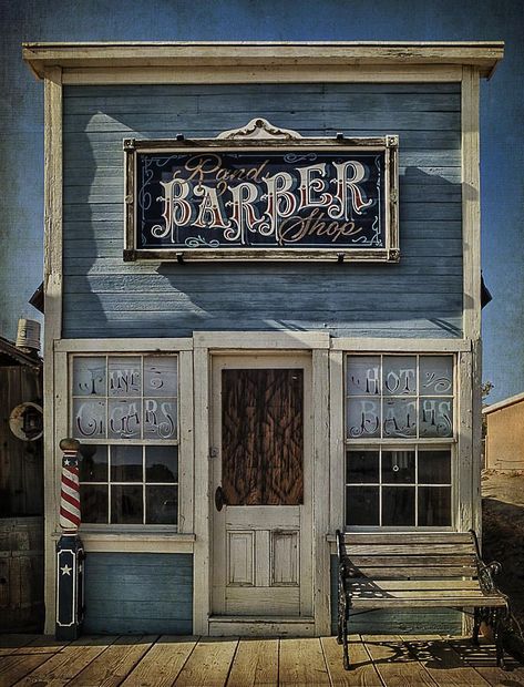 Barber Shop Exterior, Old Western Towns, Old West Town, Shop Exterior, Town Building, Barber Shop Decor, Vintage Barber, Western Town, Interior Vintage