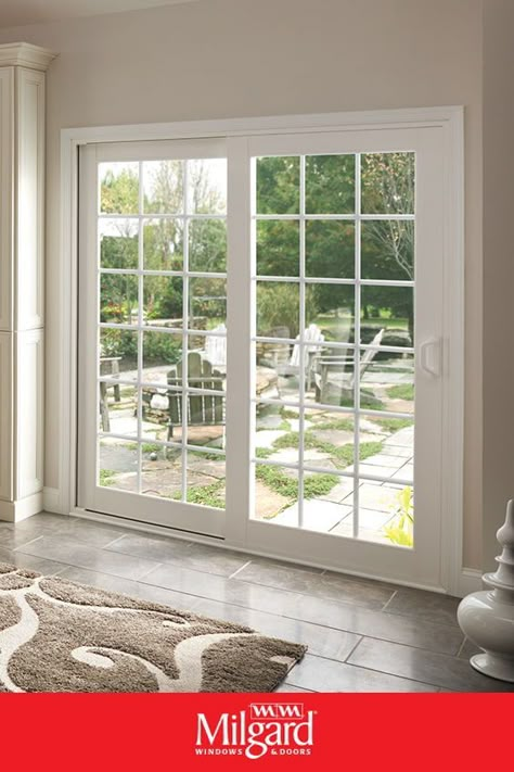 Sliding Back Door Ideas, White Sliding Glass Door, Paned Sliding Glass Doors, French Door Sliding, Sliding Glass Door Ideas Patio, Sliding Door To Patio, Modern Sliding Glass Doors Patio, Sliding Glass Door Remodel, White Sliding Doors Patio