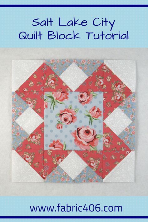 Salt Lake City quilt block tutorial City Quilt, Pinwheel Quilt Pattern, Quilt Blocks Easy, Windmill Design, Jelly Roll Quilt Patterns, Quilting Designs Patterns, Quilt Sewing Patterns, Quilt Square Patterns, Patriotic Quilts