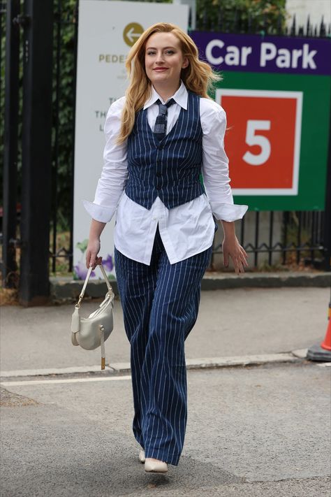 Amelia Dimoldenberg attends day eight of the Wimbledon Tennis Championships at the All England Lawn Tennis and Croquet Club on July 08, 2024 in London, England. Wimbledon Celebrities, Chicken Shop Date, Amelia Dimoldenberg, Chicken Shop, Wimbledon Tennis, Lawn Tennis, Tennis Championships, Business Formal, A Chicken