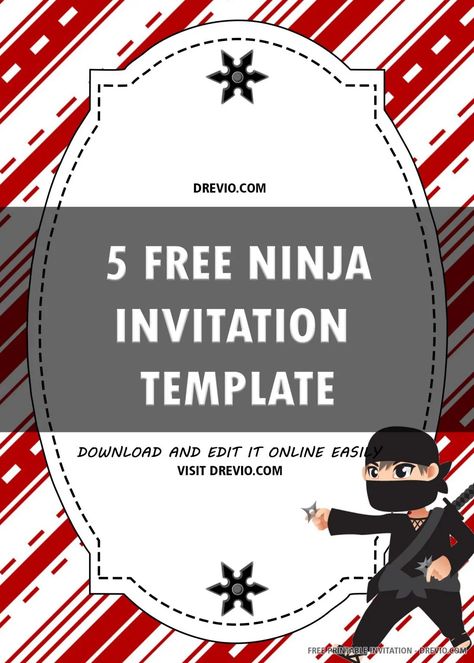 (FREE PRINTABLE) – Ninja Birthday Invitation Template | Download Hundreds FREE PRINTABLE Birthday Invitation Templates Ninja Turtle Birthday Party, Ninja Party Invitations, Ninja Birthday Party Invitations, Ninja Turtle Invitations, Ninja Birthday Invitations, Turtle Birthday Party, Teenage Mutant Ninja Turtles Birthday, Ninja Invitations, Batman Invitations