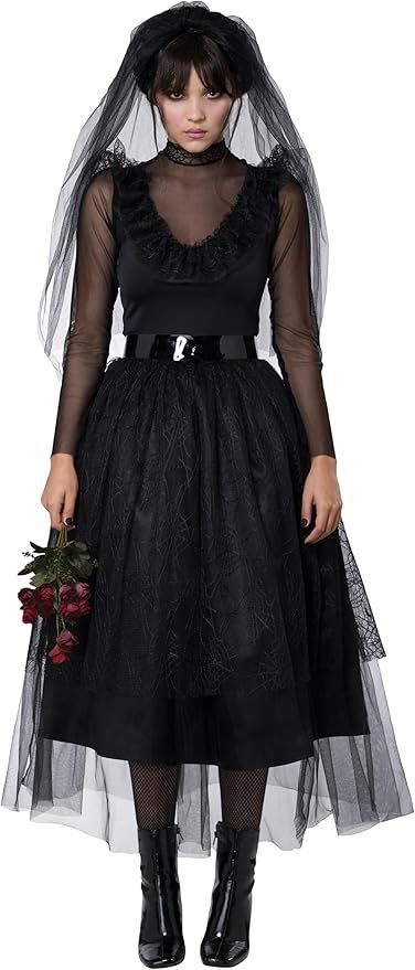 Morticia And Gomez, Black Waist Belt, Gothic Costume, Gothic Bride, Veiled Woman, California Costumes, Plus Size Halloween Costume, Costume Collection, Black Veil