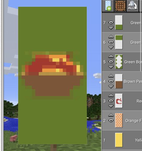 Minecraft Flag Design Cute, Food Banner Minecraft, Banners Minecraft, Cool Minecraft Banners, Mc Banner, Minecraft Banner Patterns, Banner Patterns, Minecraft Food, Minecraft Decoration