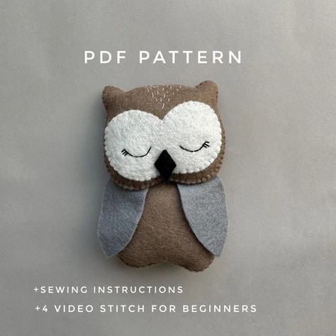 Woodland Animals Ornament - Etsy.de Felt Owl Ornaments Free Pattern, Owl Templates, Sewing Pdf Pattern, Sew Felt, Bear Felt, Fox Ornaments, Cow Ornaments, Felt Owls, Owl Plush