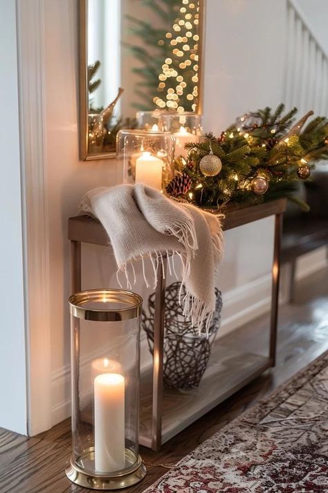 Winter Entryway Ideas: First Impressions Winter Entryway Decor, Winter Entryway, Front Entry Tables, Entryway Designs, January Decor, Christmas Dining Table Decor, Console Table Entryway, Entry Table Decor, Christmas Entryway