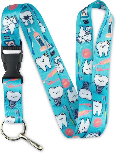 Limeloot Tooth Lanyard for ID Badges, Keys, and Accessories - Neck Lanyard with Quick Release Buckle and Flat Ring Nurse Lanyard, Hello Kitty Shop, Flat Ring, Neck Lanyard, Quick Release Buckle, Id Badge, Office Products, Quick Release, Lanyard