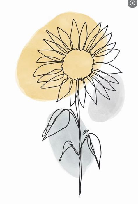 Sunflower Drawing, One Line Drawing, Flower Sketches, Sunflower Tattoo, Flower Doodles, Mural Art, Line Art Drawings, Metal Poster Displate, Line Drawing