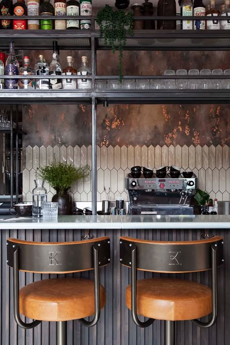 Kricket White City - Run For The Hills Distillery Bar Design, Industrial Bar Design, Industrial Restaurant Design, Pub Interior, Interior Design Minimalist, Industrial Restaurant, Bar Interior Design, Industrial Bar, Bar Interior