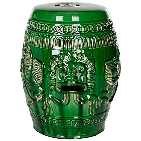 Ottomans, Poufs & Stools | One Kings Lane Dragon Garden, Ceramic Garden Stools, Ceramic Stool, Fu Dog, Chinese Greens, Chinese Garden, Indoor Patio, Foo Dog, Green Dragon