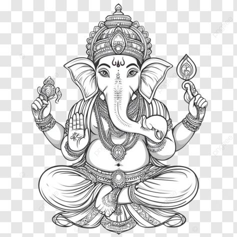 Ganesha Artwork, Ganesha Drawing, Ganesh Lord, Elephant Illustration, Mandala Background, Religious Illustration, Happy Ganesh Chaturthi, Ganesha Art, Transparent Image