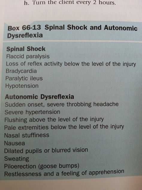 Spinal shock and autonomic dysreflexia Spinal Shock Vs Neurogenic Shock, Neurogenic Shock, Autonomic Dysreflexia, Rehab Nursing, Nursing School Life, Nursing Cheat, Med Surg Nursing, Nclex Prep, Nursing Courses