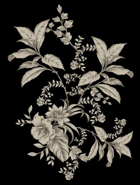 Botanical Leaf Illustration, Imgbb Png, Botanical Flower Art, Leaf Illustration, Victorian Flowers, Black And White Flowers, Flower Party, Backgrounds Phone Wallpapers, Digital Flowers