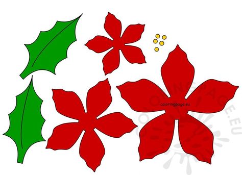 Poinsettia Template, Red Christmas Flower, Leaf Template Printable, Pinterest Christmas Crafts, Recycled Christmas Decorations, Sewn Christmas Ornaments, Christmas Diy Kids, Red Poinsettia, Felt Christmas Decorations