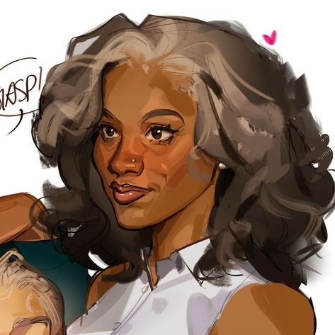 Afro Latina Character Design, Older Woman Drawing Reference, Older Black Woman Art, Old Black Woman Art, Character Design Black Woman, Mixed Character Design, Mom Oc Art, Black Skin Drawing, Black Person Reference