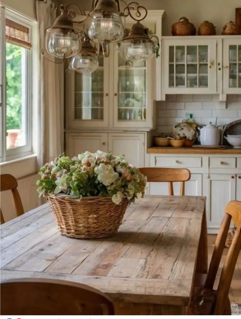 Cottage Home Vibes, Cottage Home Asethic, Earthy Cottage Kitchen, Cozy Natural Home, Home Inspo Kitchen, Home Stead Aesthetic, Countryside Home Interior, Warm House Interior, Grandma House Aesthetic