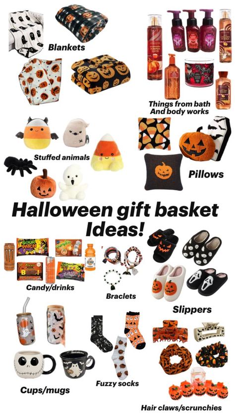 Boo Basket Ideas For Best Friend, Halloween Sleepover, Fall Gift Baskets, Making A Gift Basket, Boo Gift, Boo Baskets, Halloween Themed Gifts, Gift Hacks, Halloween Gift Baskets