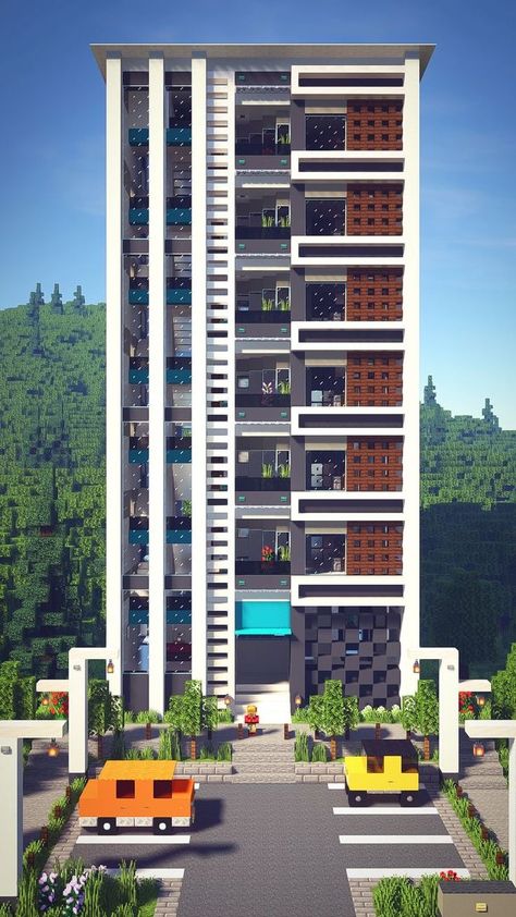 Maine Craft, Minecraft Skyscraper, Villa Minecraft, Minecraft Modern City, Modern Minecraft Houses, Case Minecraft, Minecraft Decoration, Minecraft City Buildings, Minecraft Printables