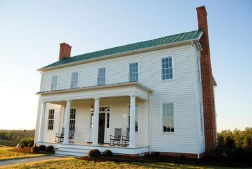 New England Homes Exterior, Cottage Style Homes Exterior, Greek Revival Farmhouse, Neoclassical Home, New England Style Homes, Farmhouse Addition, Farmhouse Home Design, Greek Revival Home, Farmhouse Architecture