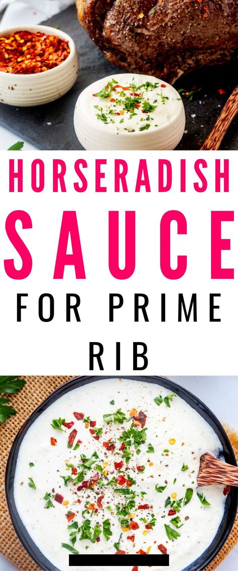 Take special occasion dining to the next level with this homemade Horseradish Sauce for Prime Rib. In just 5 minutes, you can whip up a tangy and flavorful accompaniment that will take your juicy prime rib to the next level. This velvety sauce combines the heat of horseradish with the smoothness of mayo and sour cream. It's the perfect balance of creamy and spicy, adding a delightful kick to each bite. Horsey Sauce For Prime Rib, Creamy Horseradish Sauce For Prime Rib, Prime Rib Horseradish Sauce, Horseradish Sauce For Prime Rib, Sauce For Prime Rib, Homemade Horseradish Sauce, Horsey Sauce, Prime Rib Sauce, Homemade Horseradish