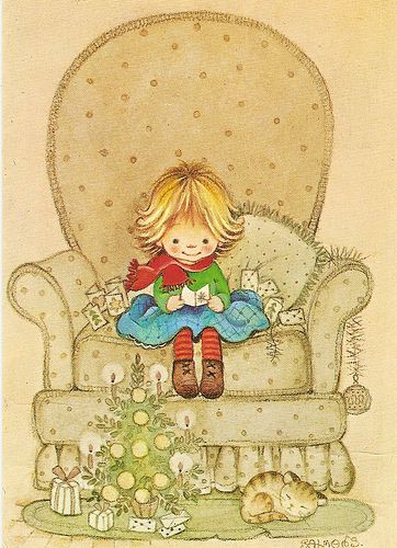 Girl and big armchair by Paicil, via Flickr Big Armchair, Holly Hobbie Christmas, Mary Hamilton, Ruth Morehead, Sara Kay, Christmas Drawings, Sarah Kay, Holly Hobbie, Cute Clipart