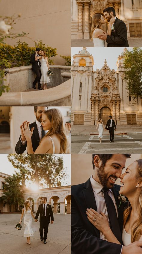 Balboa Park Wedding | San Diego Wedding Photographer | San Diego Elopement | Summer Wedding | Elopement Ideas | Bride and Groom Portraits | Wedding Dress Inspiration | Bride and Groom Poses | San Diego Wedding Venue | Balboa Park Elopement | Romantic Wedding Pictures | Golden Hour Wedding Photos | Sunset Wedding Pictures San Diego Couple Pictures, Wedding Save The Date Photoshoot, Spanish Engagement Photos, Save The Date Picture Ideas Photography, Balboa Park Couples Photoshoot, Spain Engagement Photos, Civil Wedding Pictures Ideas, San Diego Couples Photoshoot, Balboa Park San Diego Engagement Photos