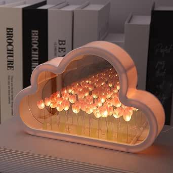 ITOWNKN Tulip Night Light Mirror Cloud Lights,Simulation Flower Decorative Night Lamp,Livingroom Decor Table Lamp,Children Girl Friends Gift,Atmosphere Decoration Desk Ornament (Pink) Mirror Cloud, Tulip Night Light, Cloud Lamp, Cute Night Lights, Light Mirror, Cloud Lights, Girl Friends, Decorative Table Lamps, Decor Table